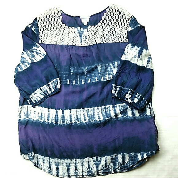 Calypso St. Barth Purple Tie Dye 100% Silk Top - Picture 1 of 6